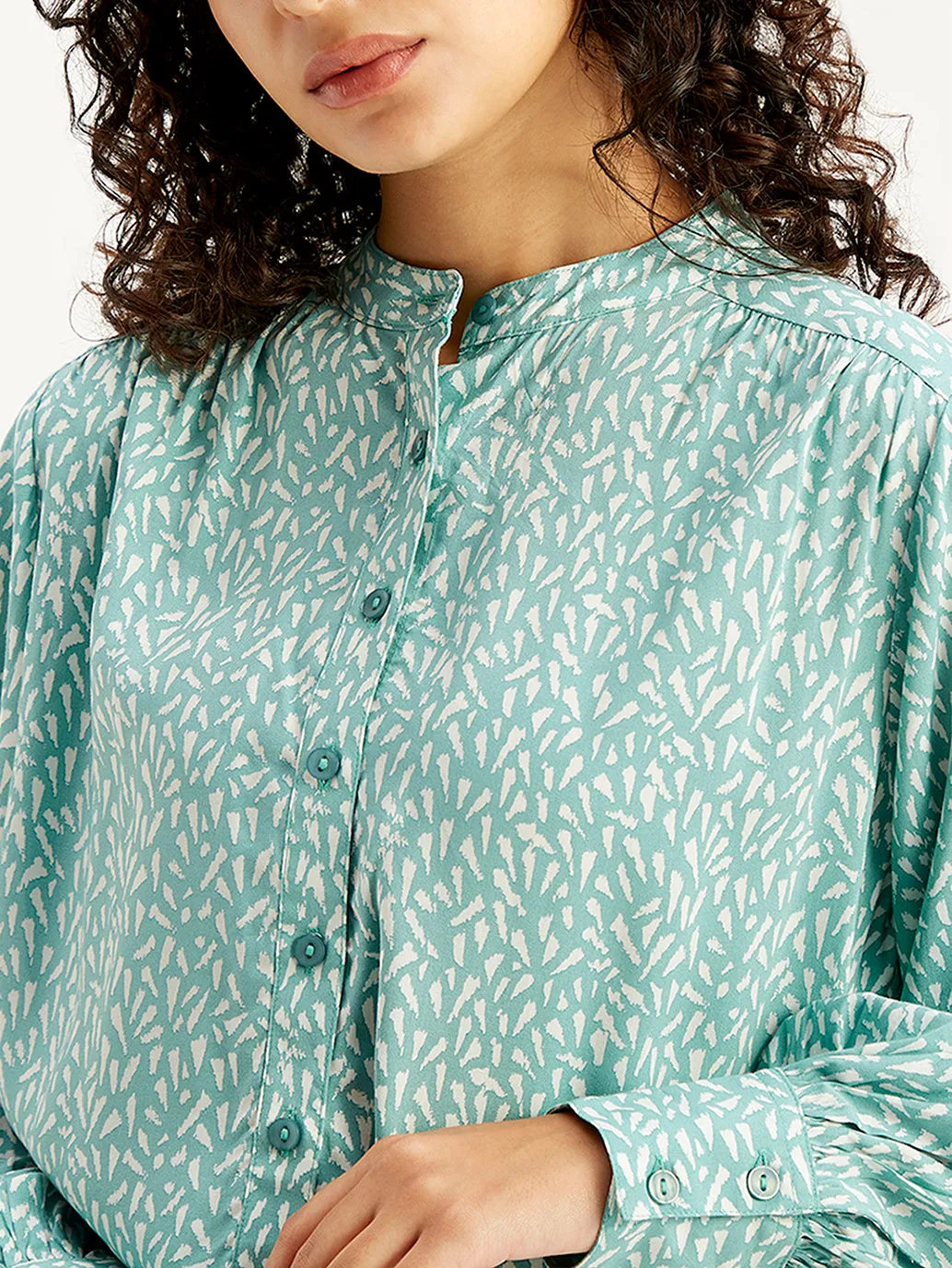 Women's Printed Turquoise Top