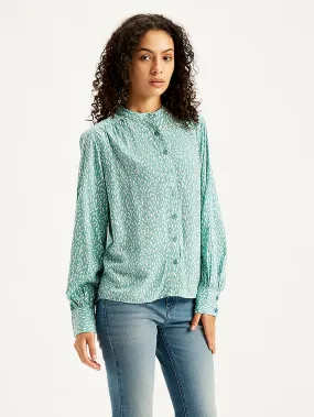 Women's Printed Turquoise Top