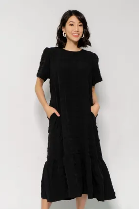 Xing Dress in Black Textured