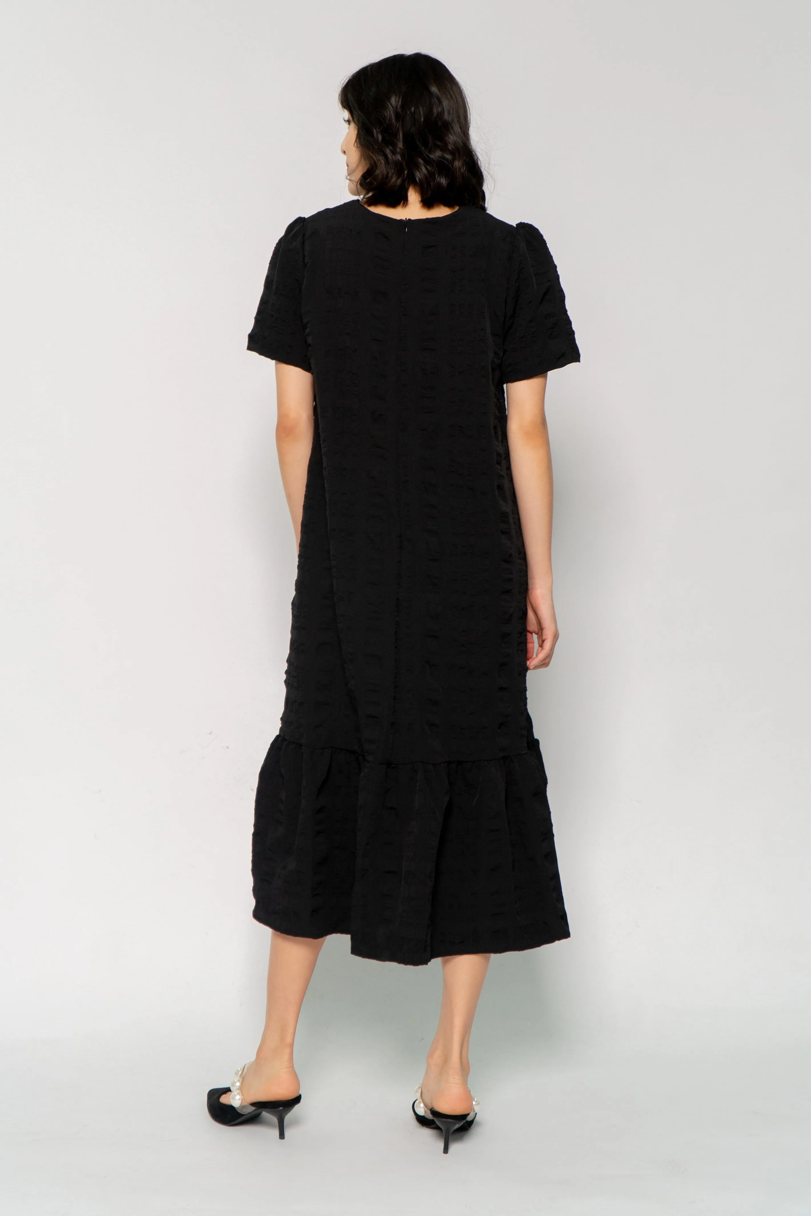 Xing Dress in Black Textured