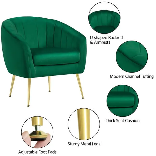 Yaheetech Velvet Accent Chair