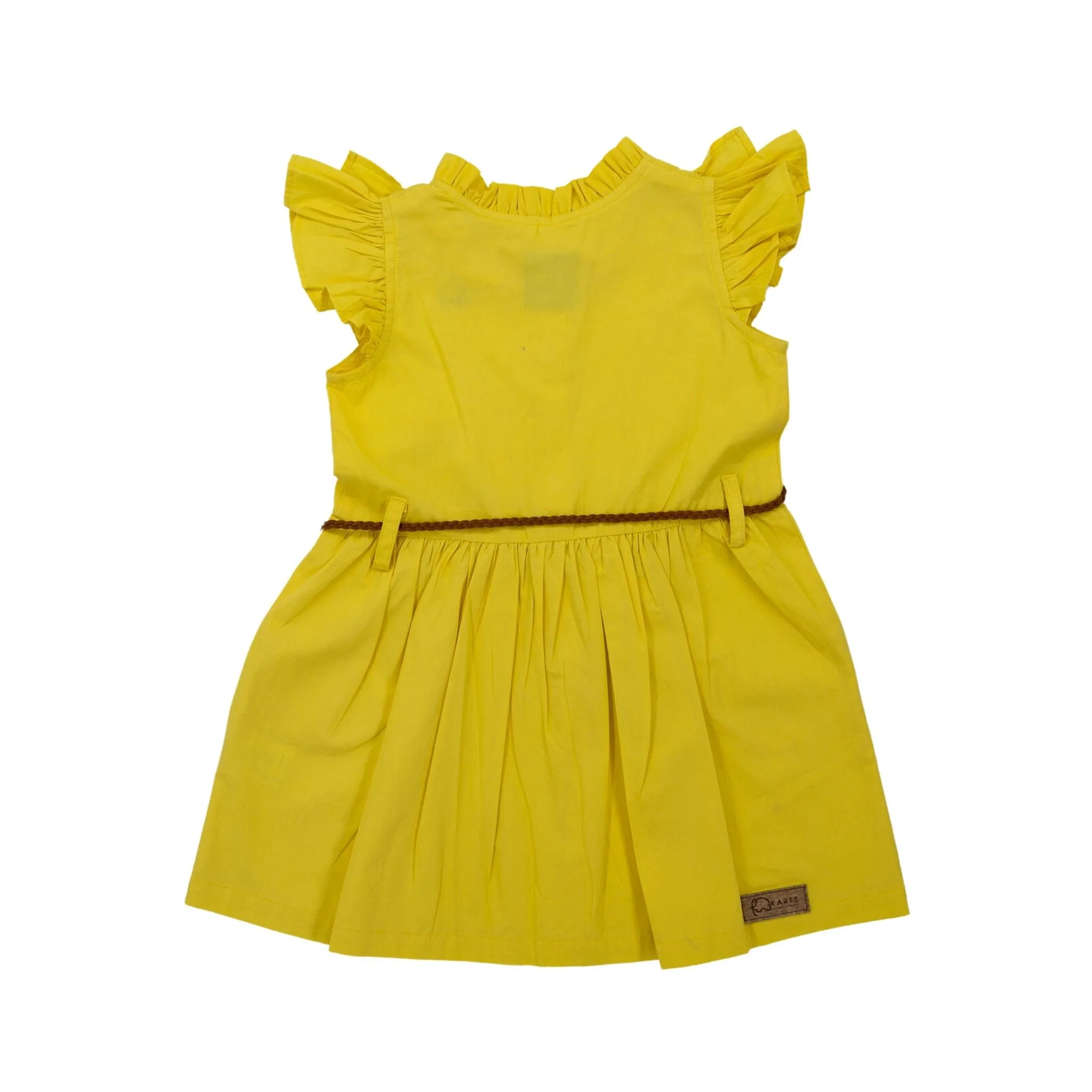 Yellow Butterfly Sleeve Dress for Girls