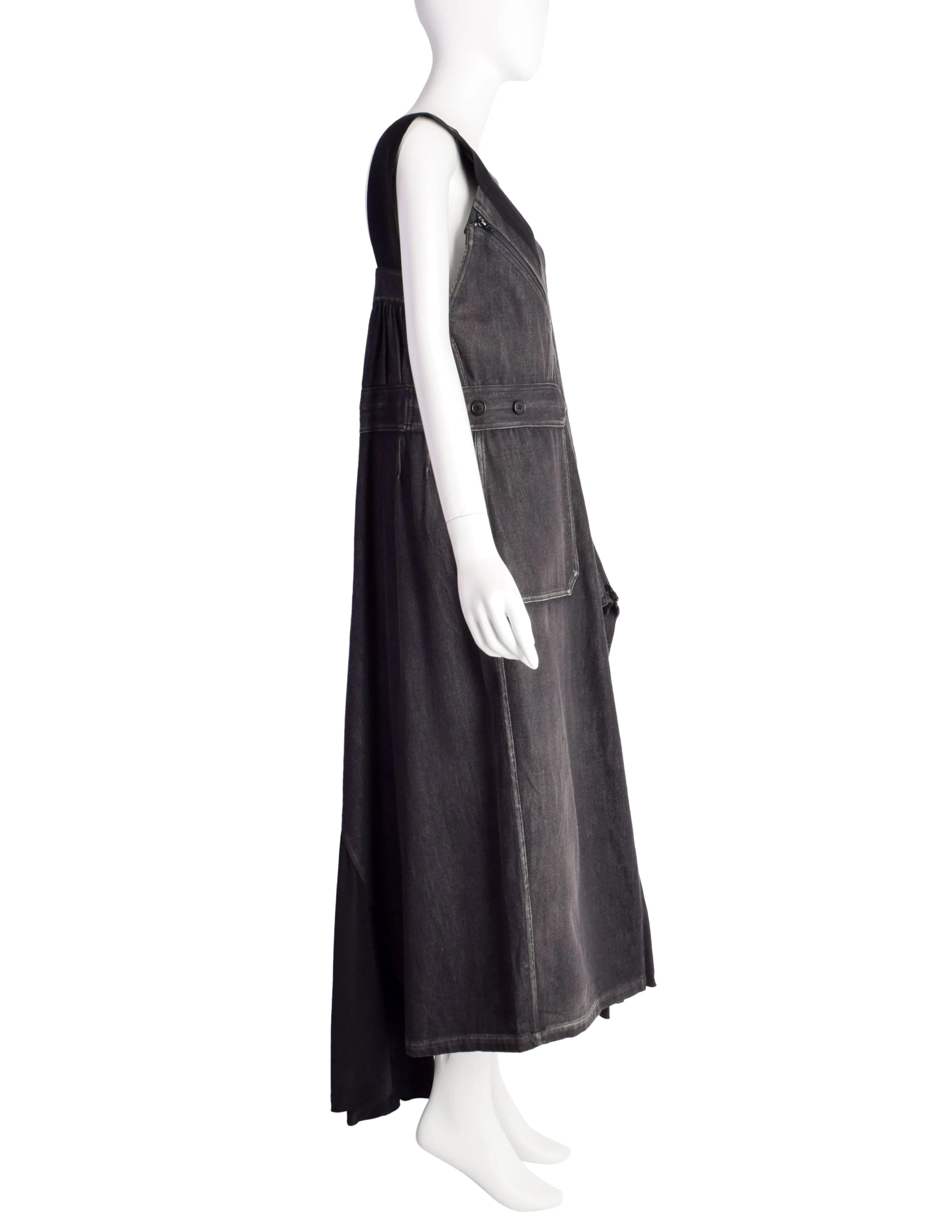 Yohji Yamamoto Vintage AW 2002 Oversized Deconstructed Denim and Silk Utility Dress