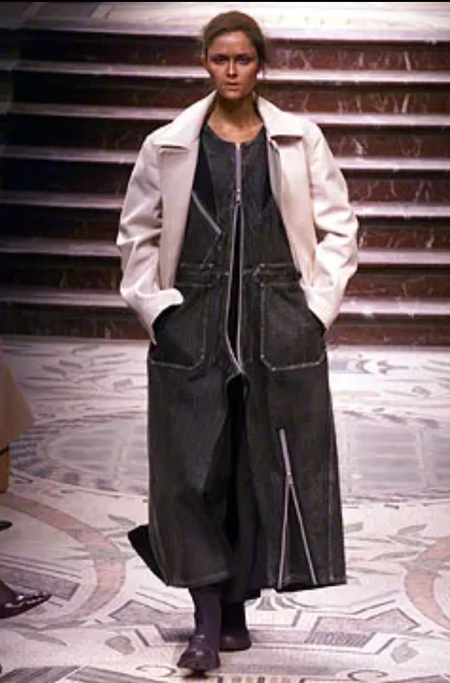 Yohji Yamamoto Vintage AW 2002 Oversized Deconstructed Denim and Silk Utility Dress