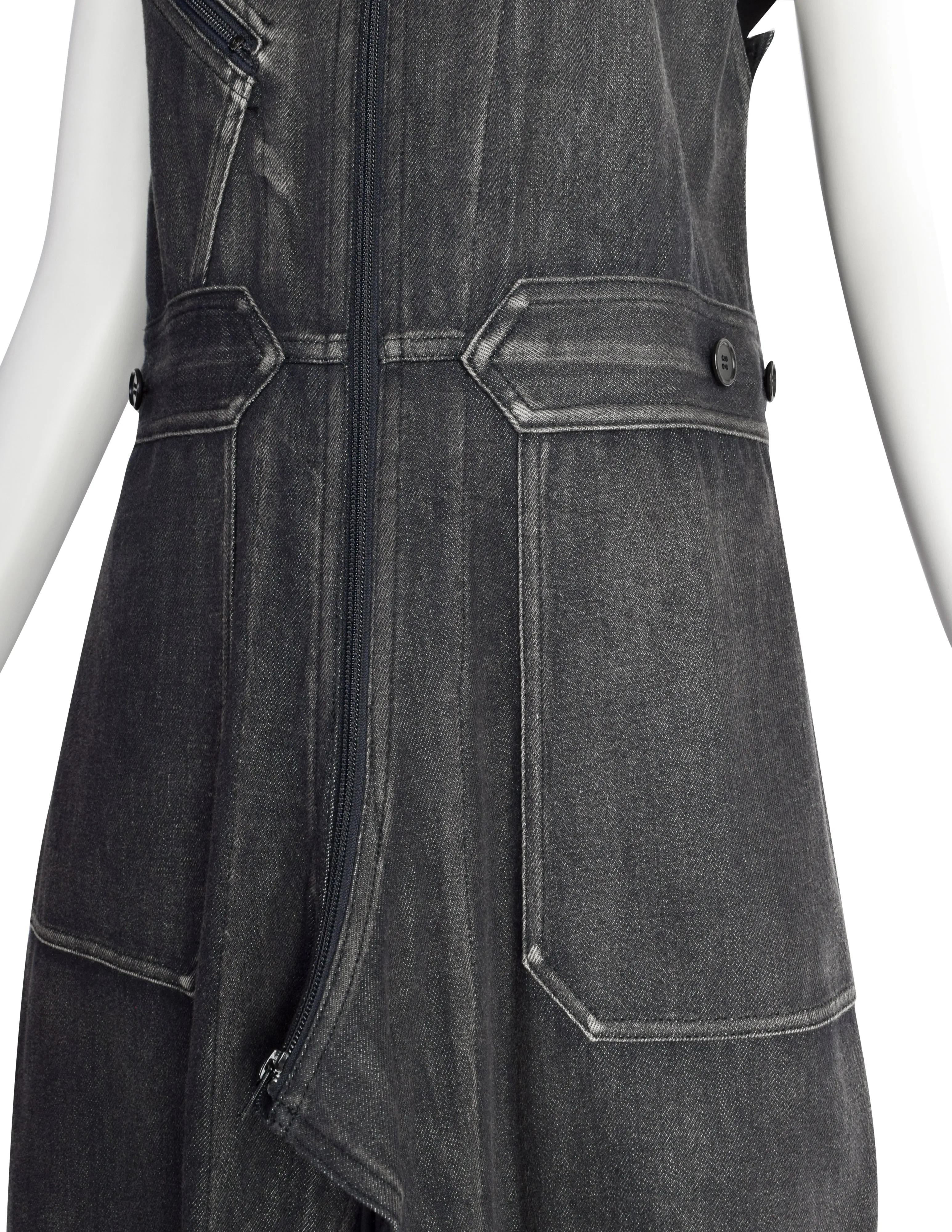 Yohji Yamamoto Vintage AW 2002 Oversized Deconstructed Denim and Silk Utility Dress