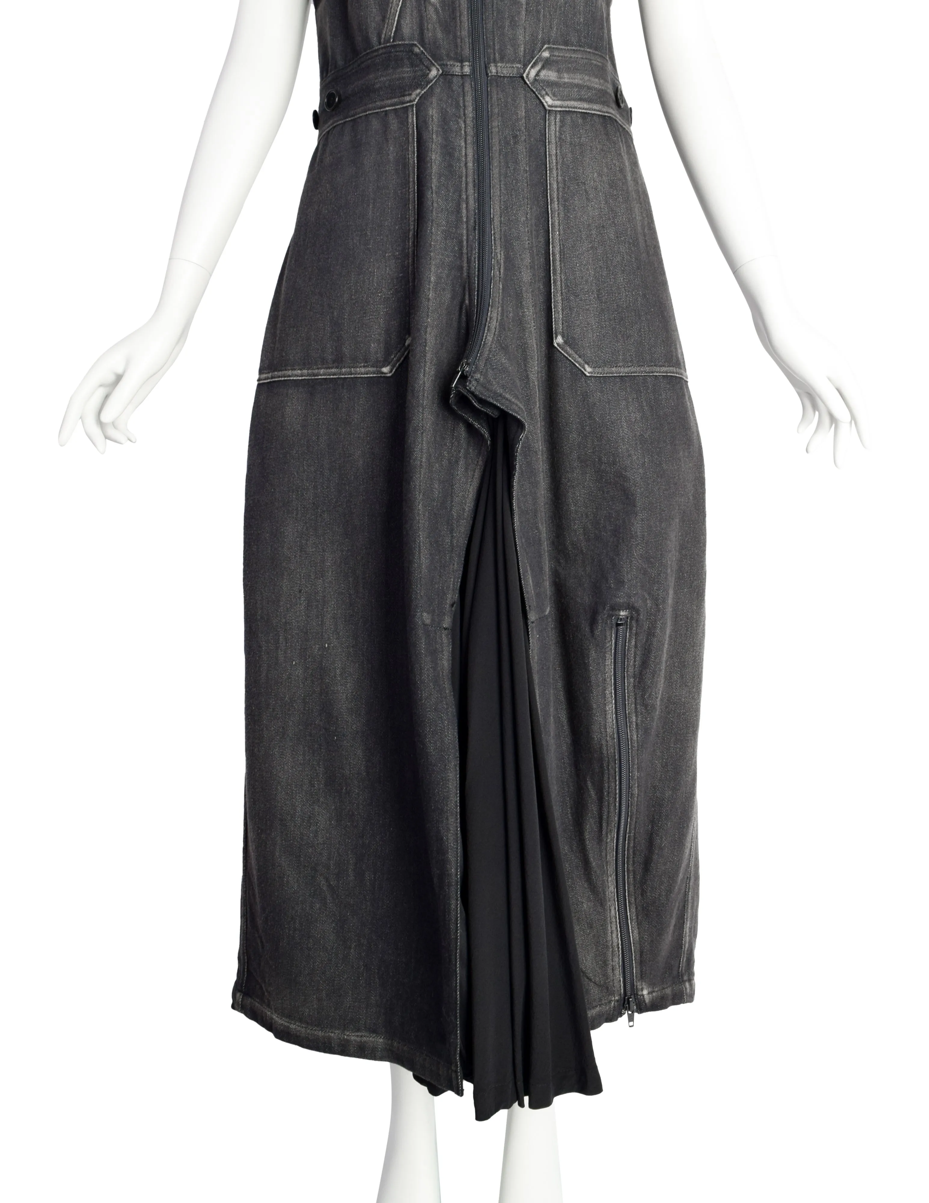 Yohji Yamamoto Vintage AW 2002 Oversized Deconstructed Denim and Silk Utility Dress