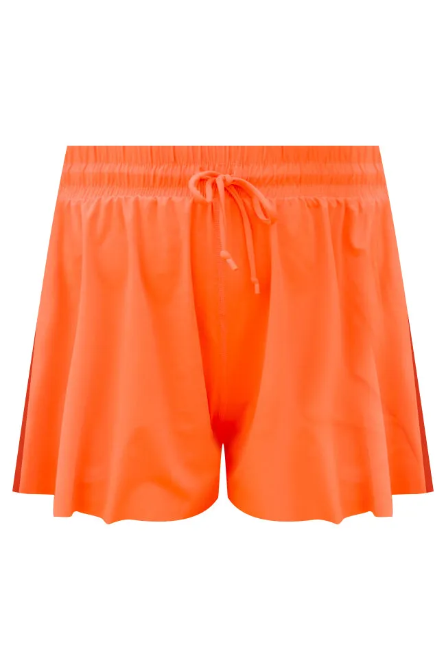 You're Worth It Bright Coral Flowy Active Shorts FINAL SALE