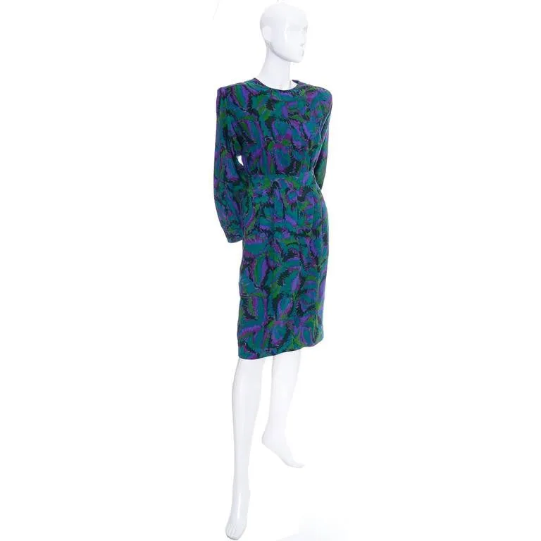 YSL Vintage Dress Saint Laurent Rive Gauche Jewel Tones France 36