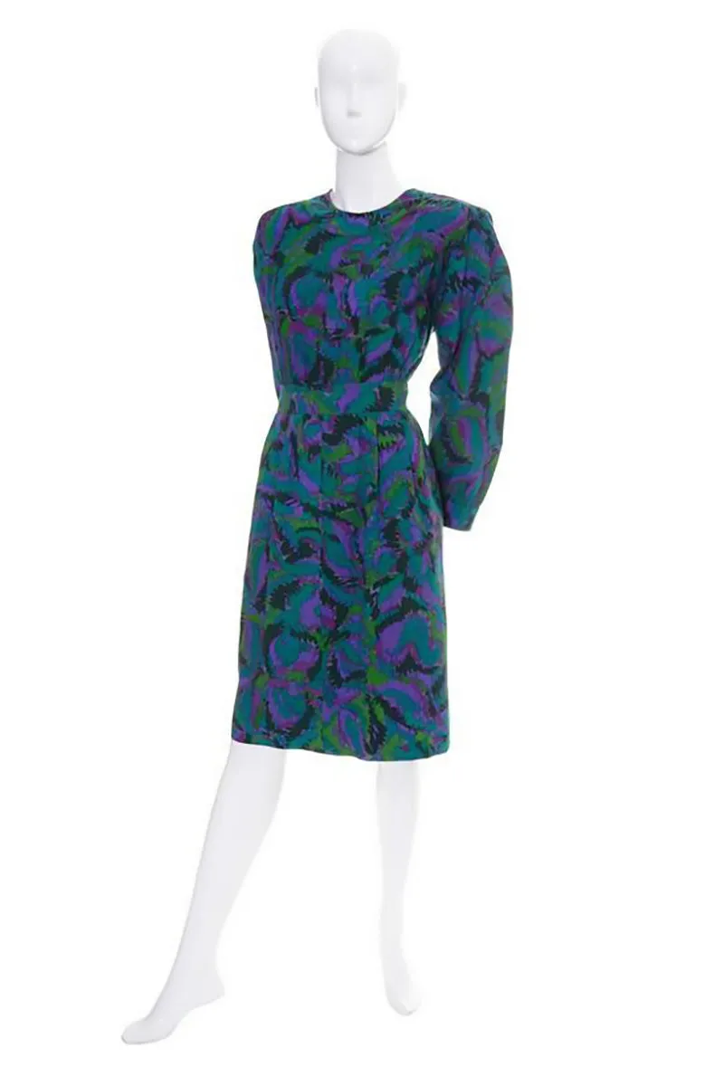 YSL Vintage Dress Saint Laurent Rive Gauche Jewel Tones France 36