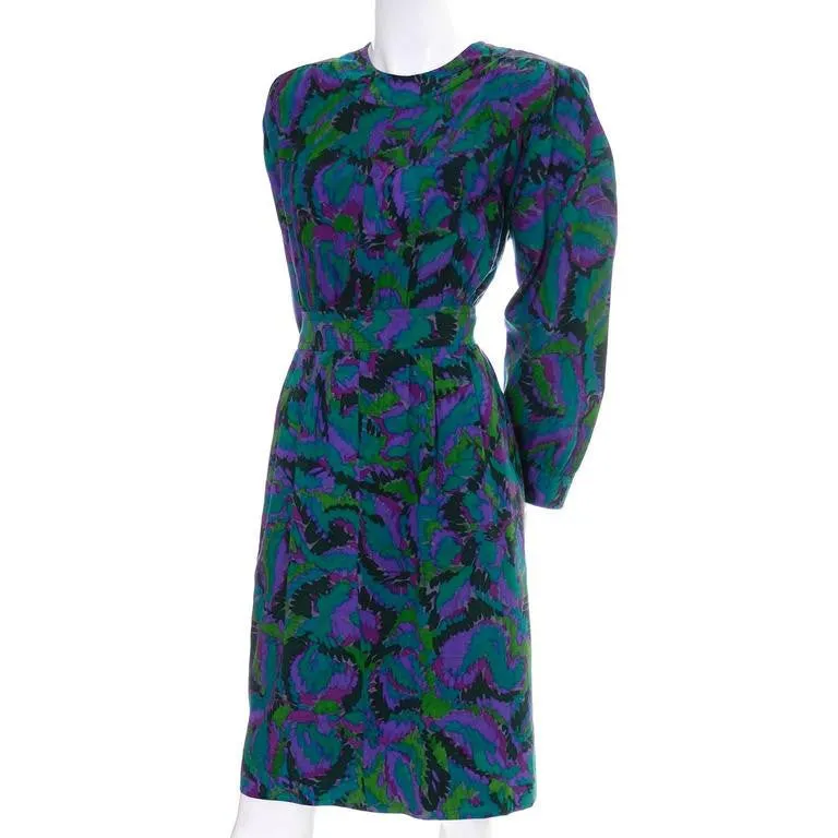 YSL Vintage Dress Saint Laurent Rive Gauche Jewel Tones France 36