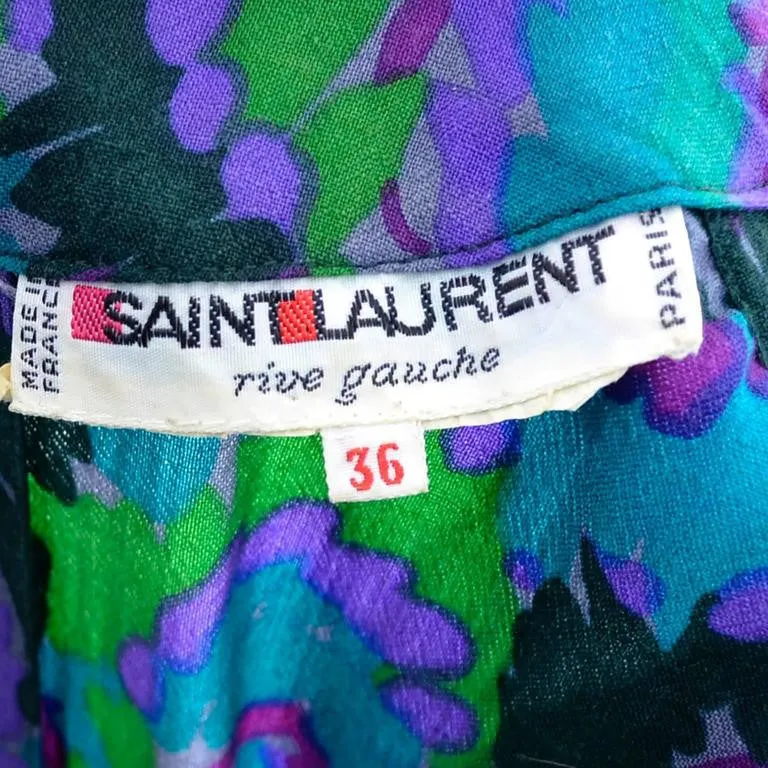 YSL Vintage Dress Saint Laurent Rive Gauche Jewel Tones France 36