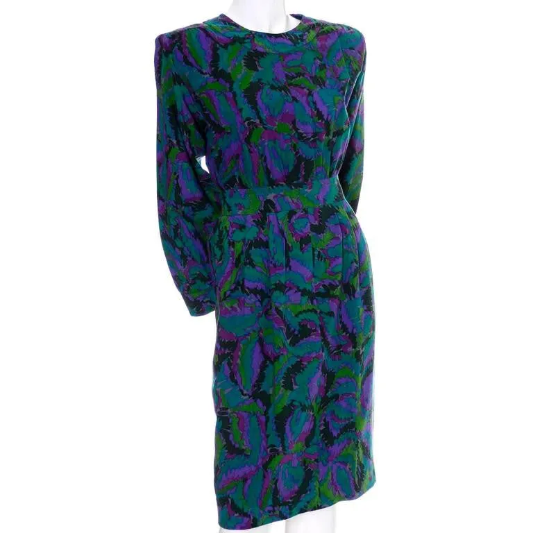 YSL Vintage Dress Saint Laurent Rive Gauche Jewel Tones France 36