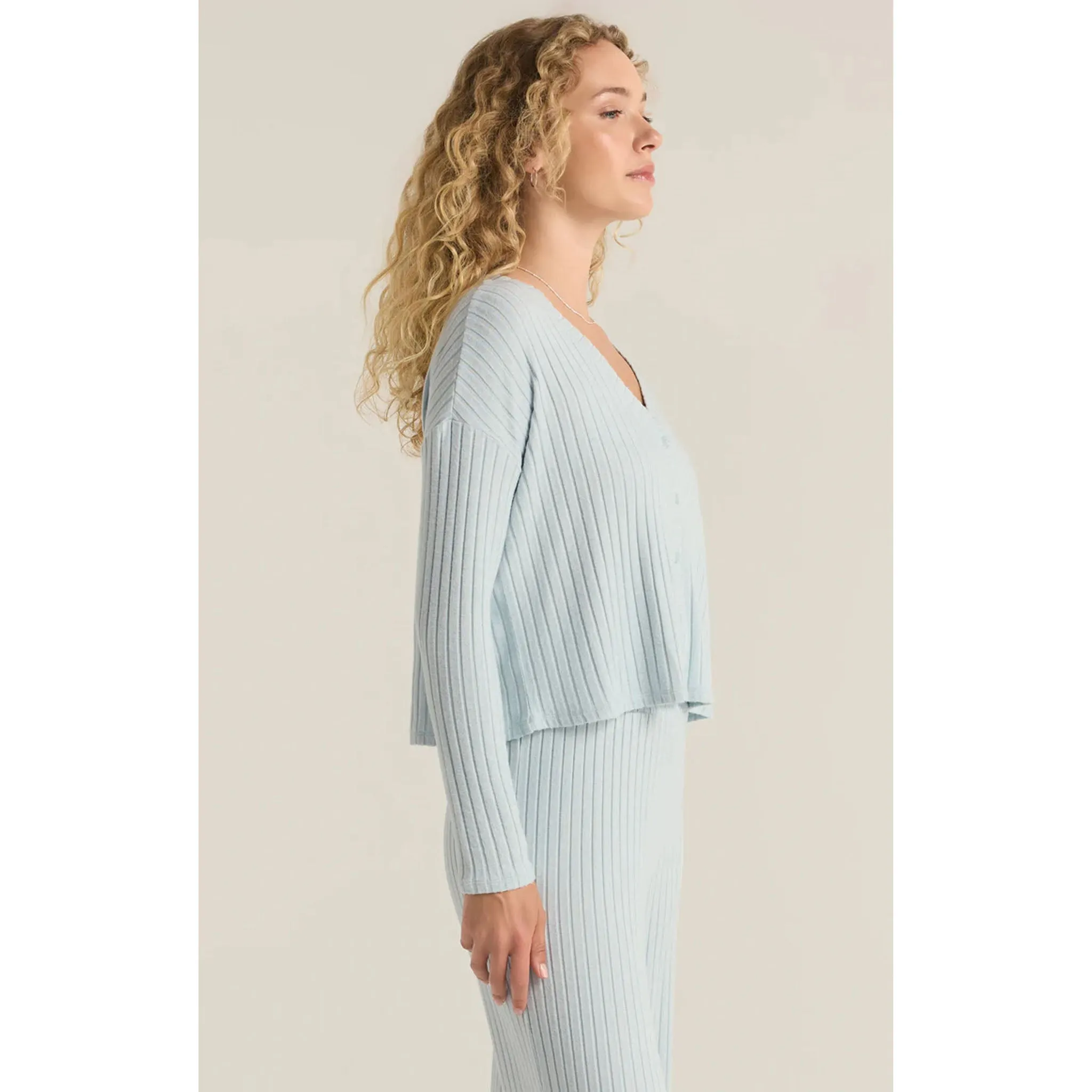 Z Supply Mara Long Sleeve Cardigan in Snowflake Blue