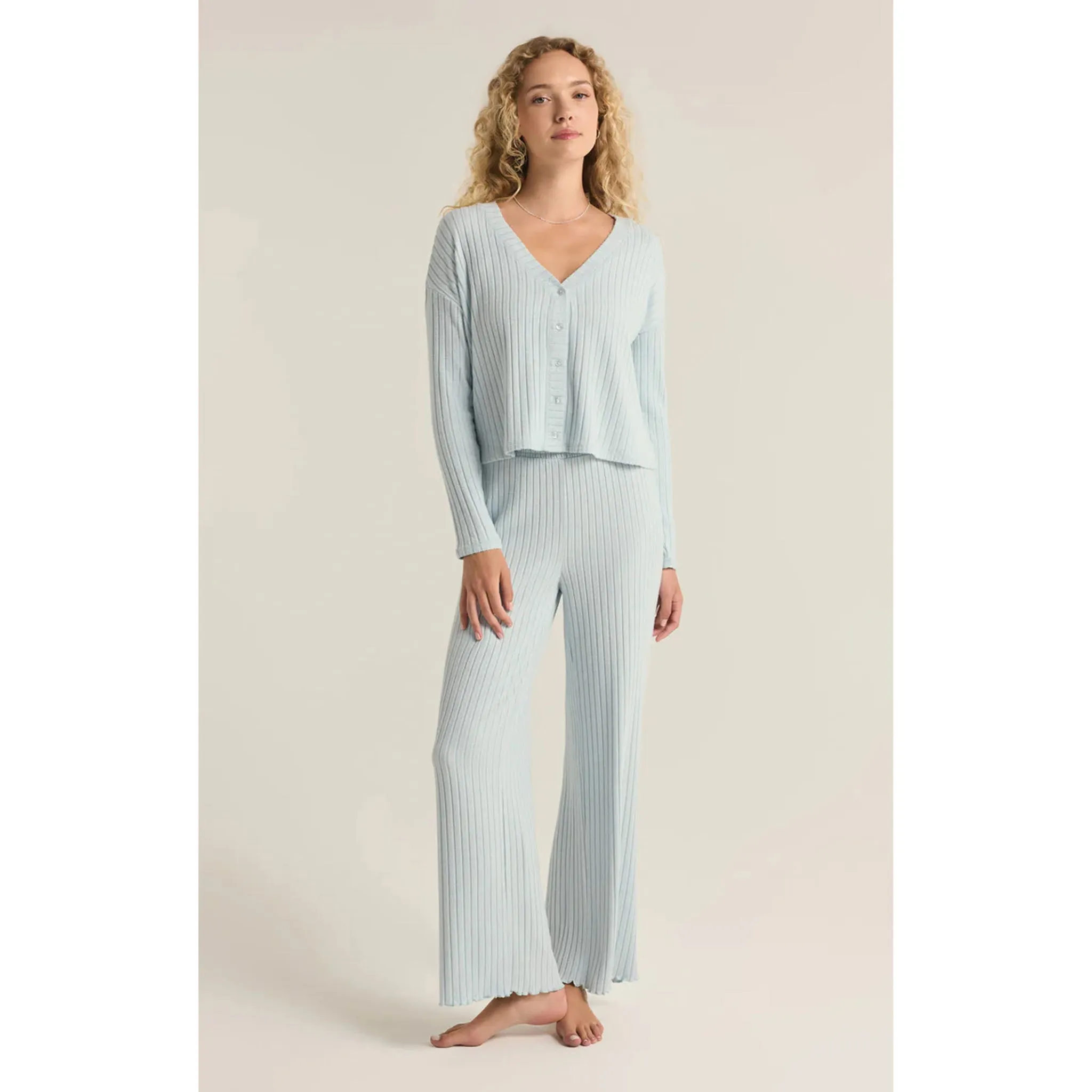 Z Supply Mara Long Sleeve Cardigan in Snowflake Blue