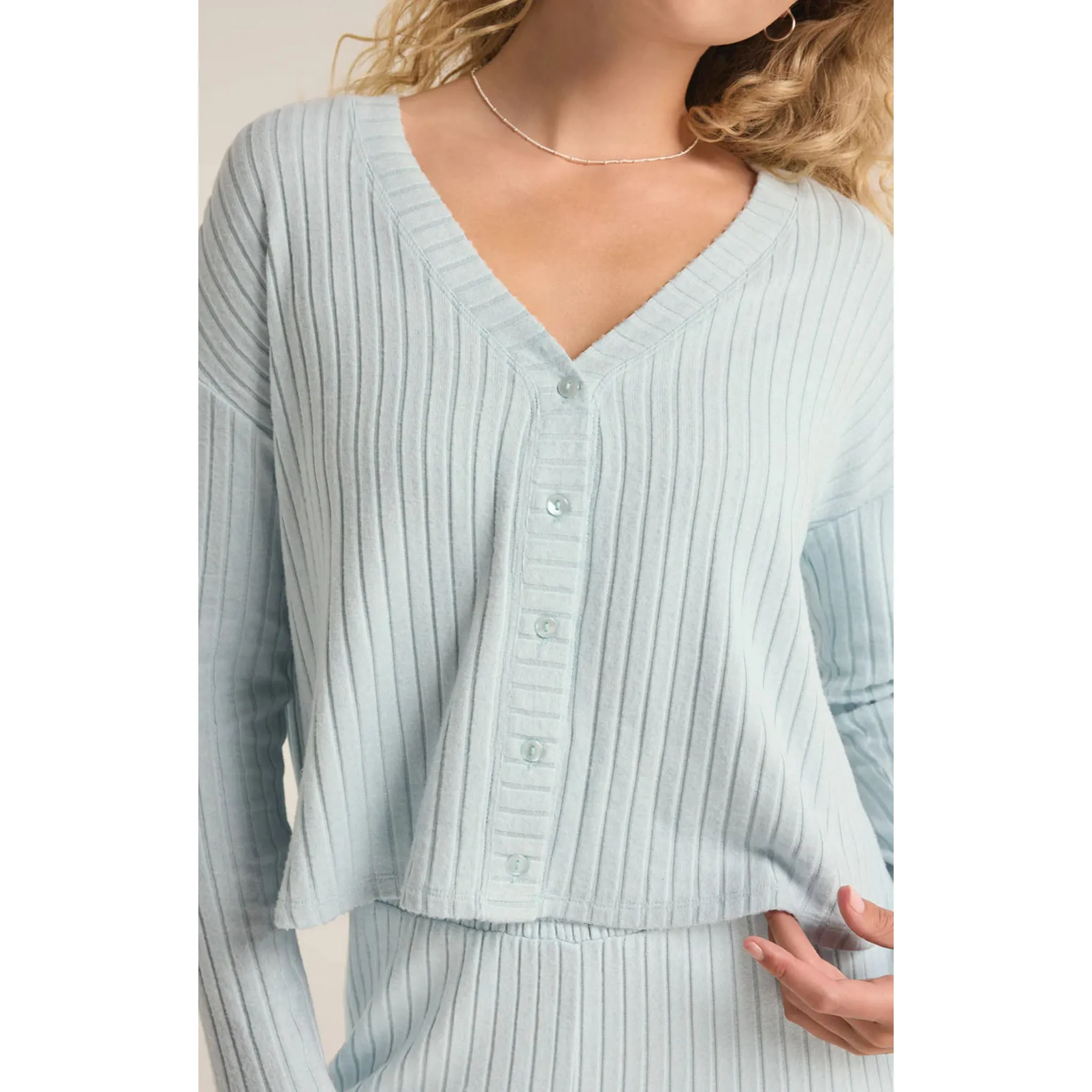 Z Supply Mara Long Sleeve Cardigan in Snowflake Blue